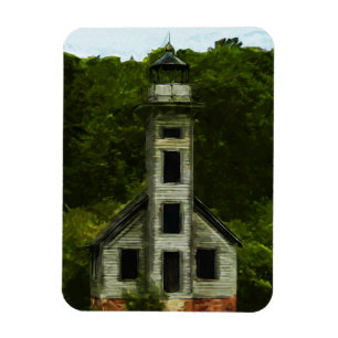 Michigan Lighthouse Abstract Impressionism Magnet