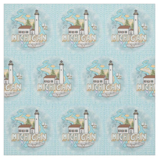 Michigan Lighthouse Fabric (Swatch)
