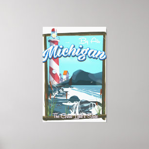Michigan Lighthouse travel poster!. Canvas Print