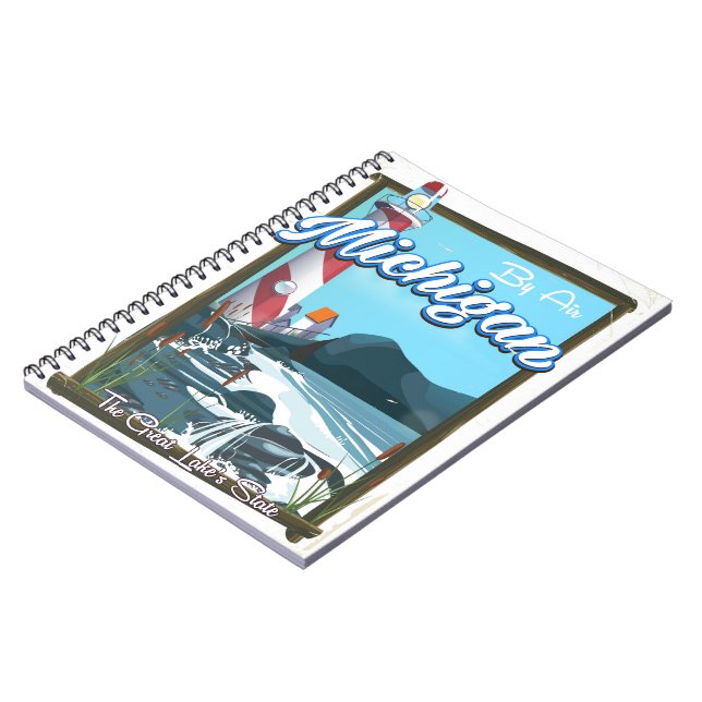 Michigan Lighthouse travel poster!. Notebook (Left Side)