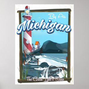 Michigan Lighthouse travel poster!. Poster