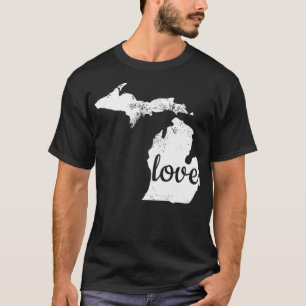 Michigan Love MI Home State Pride Distressed T-Shirt