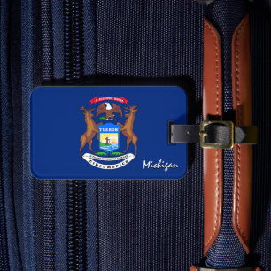 Michigan Luggage Tags, patriotic Michigan Flag Luggage Tag