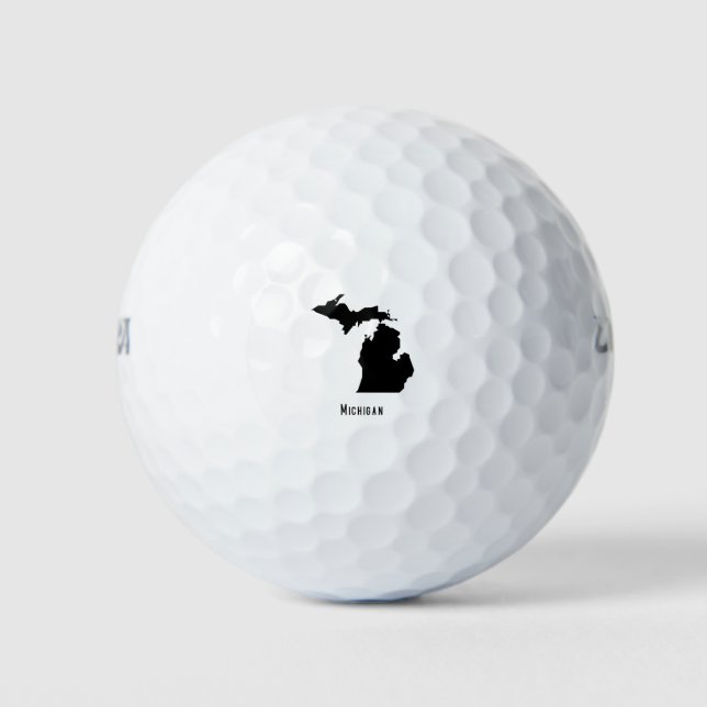 Michigan Map - Black and White Modern Michigan Map Golf Balls (Front)