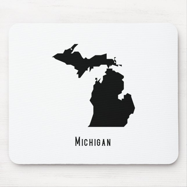 Michigan Map - Black and White Modern Michigan Map Mouse Mat (Front)