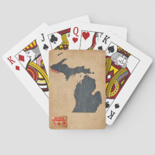 Michigan Map Denim Jeans Style Playing Cards
