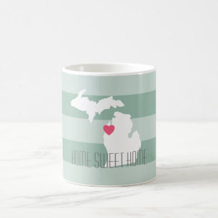 Michigan Map Home State Love with Custom Heart Coffee Mug