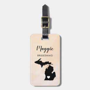 Michigan Map Luggage Tag, Wedding Party Welcome Tag