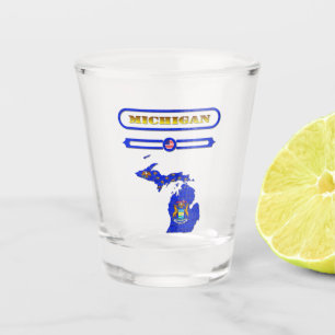 MICHIGAN, MAP OF MICHIGAN, USA. SAMER BRASIL  SHOT GLASS