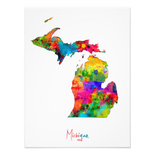 Michigan Map Photo Print
