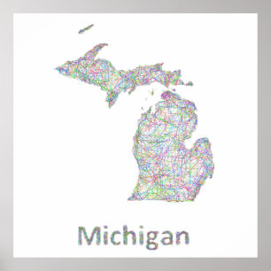 Michigan map poster
