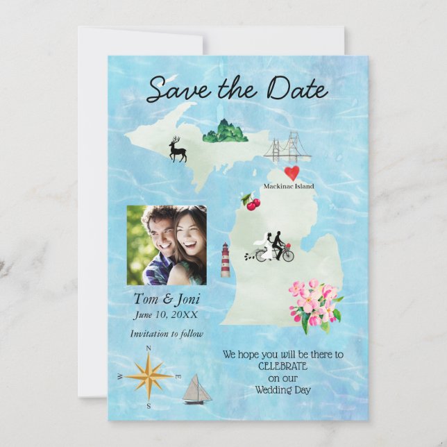 Michigan Map Save the Dater Save The Date (Front)