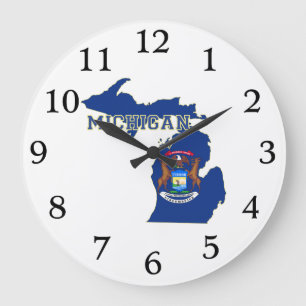 Michigan Map Shaped State Flag Michigander Flags Large Clock