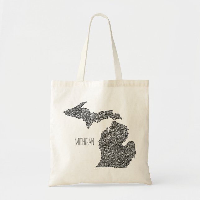 Michigan Map Tote Bag (Front)