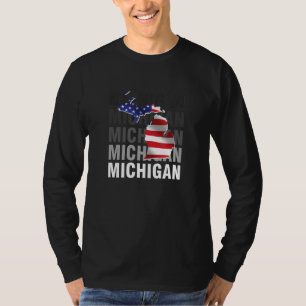 Michigan Map USA Flag T-Shirt