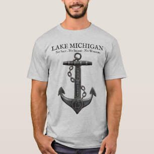 Michigan Metallic chrome anchor pirate nautical  T-Shirt