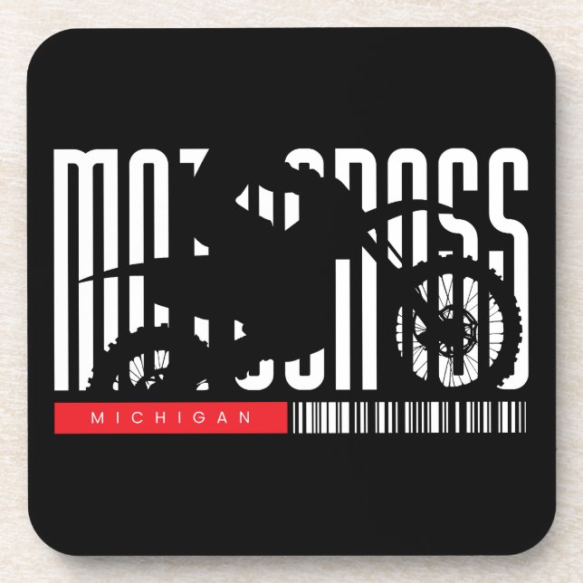 Michigan Motocross Motorcycle Silhouette Coaster (Front)