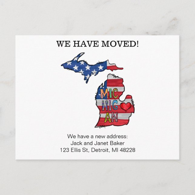 Michigan Moving Announcement Cards (Front)