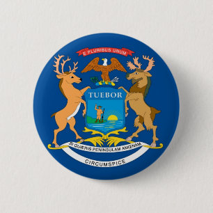 Michigan Official State Flag 6 Cm Round Badge