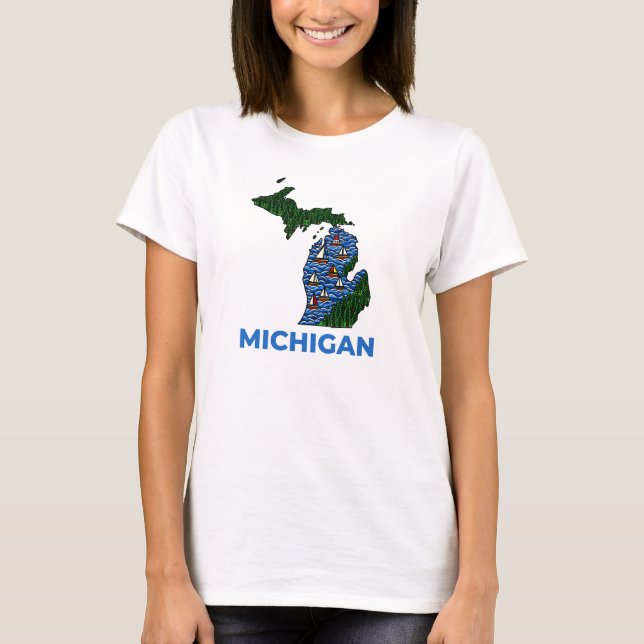 Michigan Outline Tattoo Style  T-Shirt (Front)