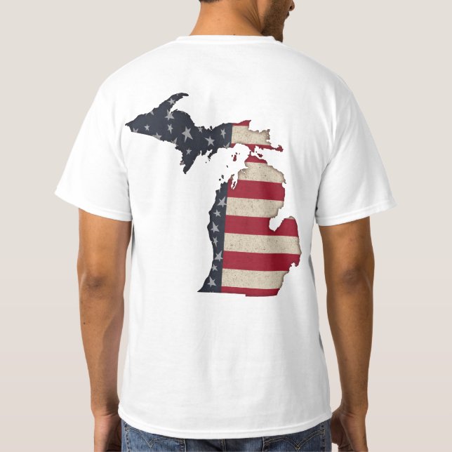 Michigan | Patriotic Stars and Stripes T-Shirt (Back)