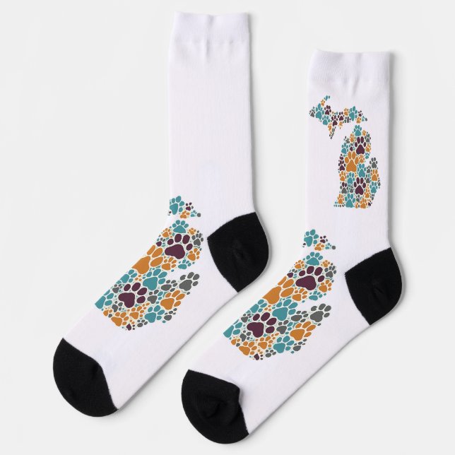 Michigan Paw Prints Premium Crew Socks (Left)
