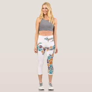 Michigan Paw Prints Yoga Capri Leggings