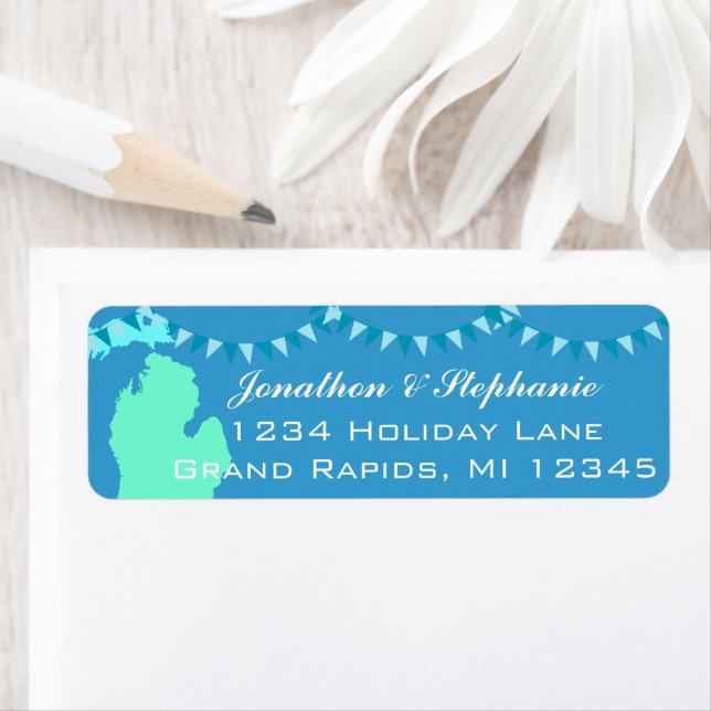 Michigan Pendant Map of Michigan Return Labels (Insitu)