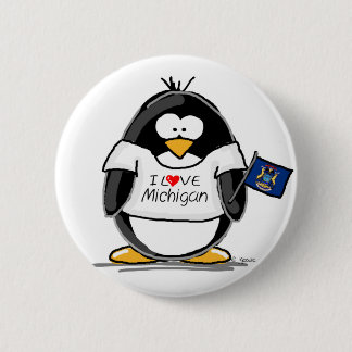 Michigan penguin 6 cm round badge