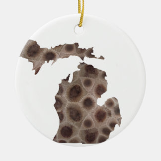 Michigan Petoskey Stone Ceramic Tree Decoration