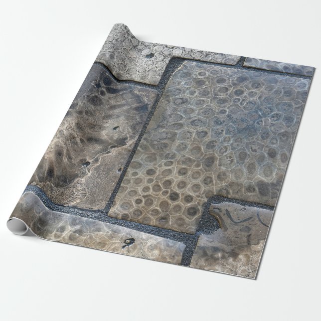 Michigan Petoskey Stone Design Wrapping Paper (Unrolled)