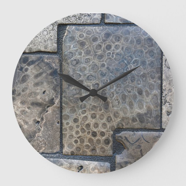 Michigan petoskey stone tile design large clock (Front)
