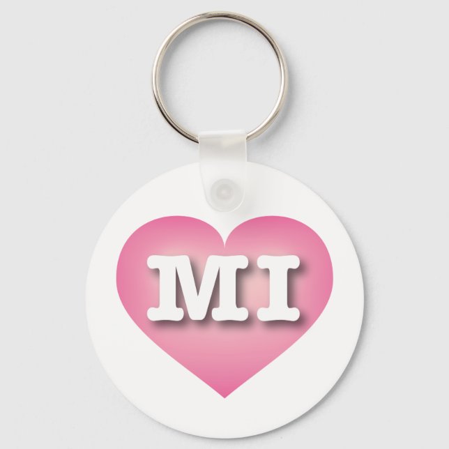 MIchigan Pink Fade Heart - I love MI Key Ring (Front)