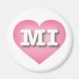 MIchigan Pink Fade Heart - I love MI Magnet