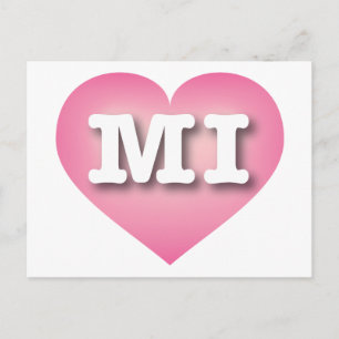 MIchigan Pink Fade Heart - I love MI Postcard