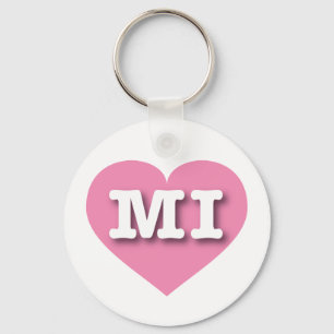 Michigan Pink Heart - I love MI Key Ring