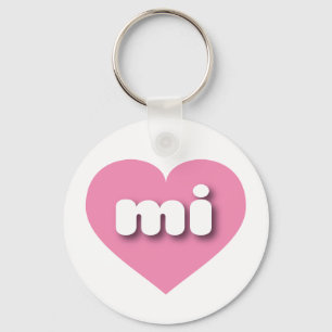 MIchigan pink heart - I love mi Key Ring