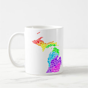 michigan pride : rainbow hearts coffee mug