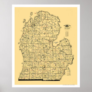 Michigan Railroad Map 1897 Poster