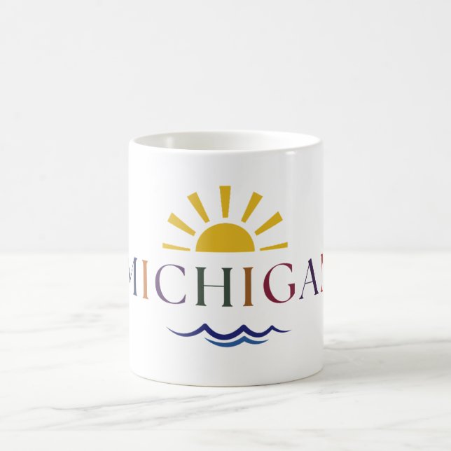 Michigan Rainbow Text Coffee Mug (Center)