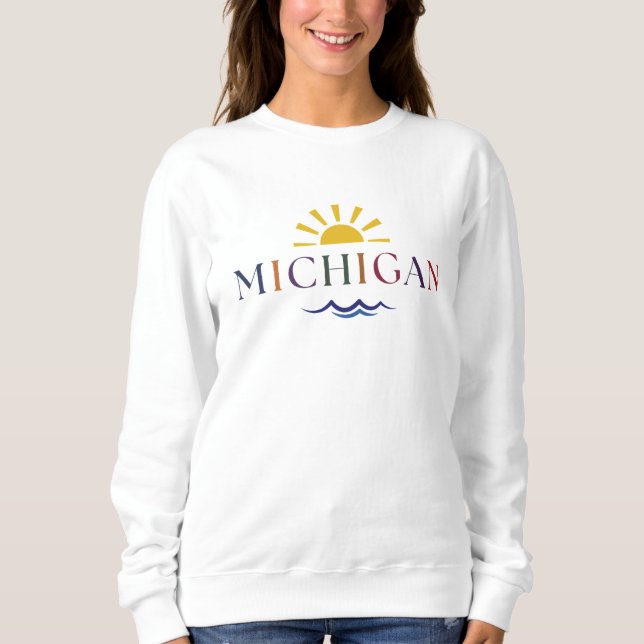 Michigan Rainbow Text T-shirt Sweatshirt (Front)
