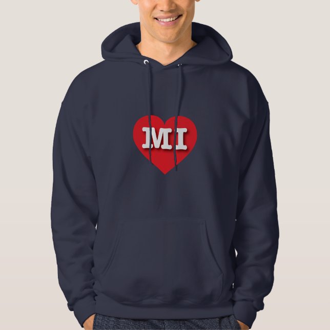 MIchigan Red Heart - I love MI Hoodie (Front)