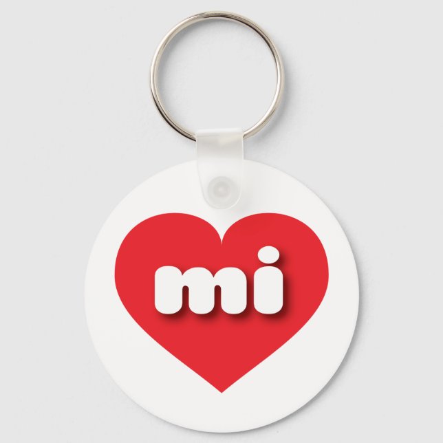 Michigan red heart - I love mi Key Ring (Front)