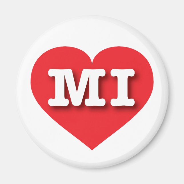 MIchigan Red Heart - I love MI Magnet (Front)