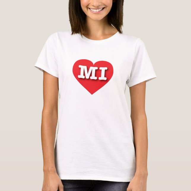 MIchigan Red Heart - I love MI T-Shirt (Front)