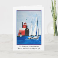 Michigan Red Lighthouse and Sailboat Sympathy