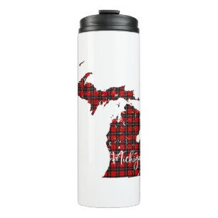 Michigan Red Plaid State Matching Pajama Family Thermal Tumbler