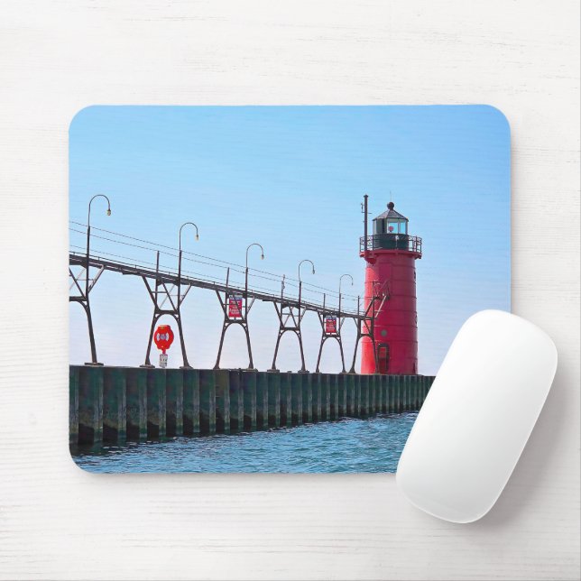 Michigan Red South Haven Lighthouse Mouse Mat (With Mouse)