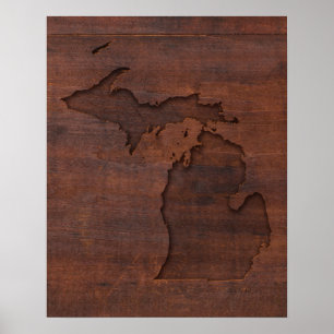 Michigan Red Wood Carving Poster