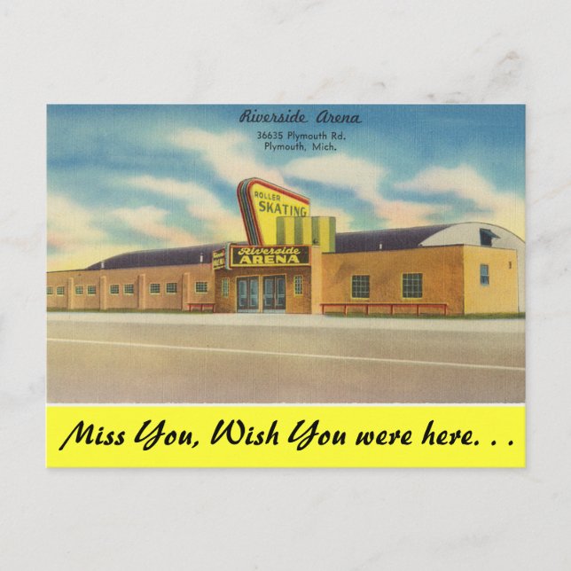 Michigan, Riverside Arena, Roller Skating Postcard (Front)